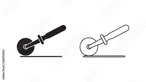 Pizza cutter tool outline icon with transparent background