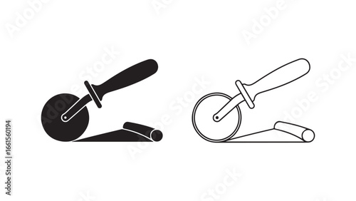 Pizza cutter with dough slice