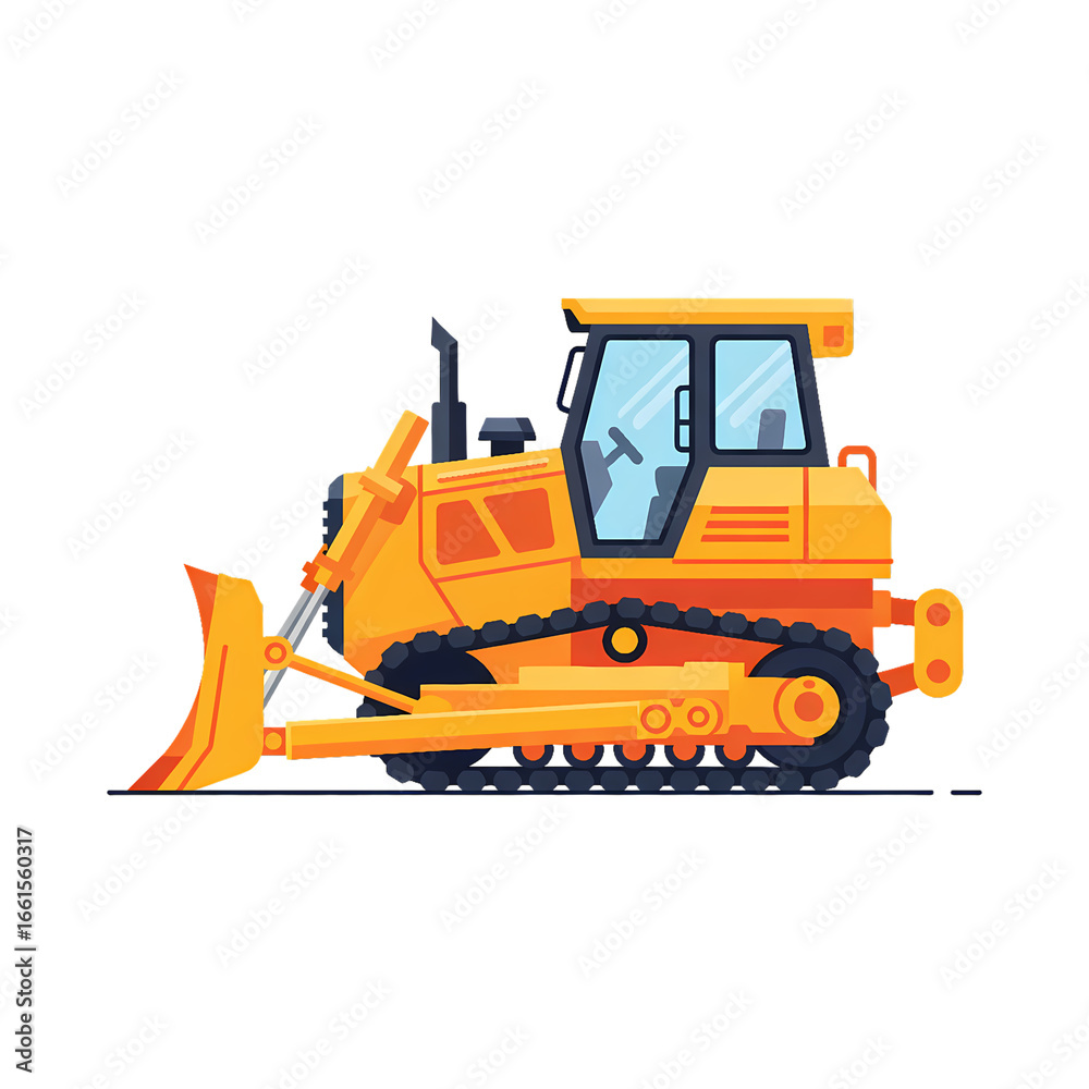 Fototapeta premium Powerful Bulldozer Construction Vehicle Illustration