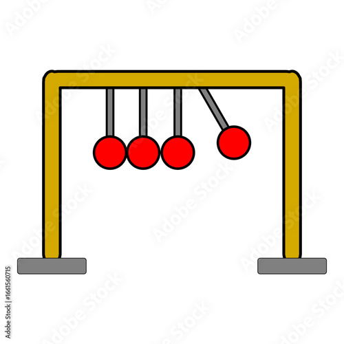 Flat design Newton cradle physics experiment illustration for science and education projects.