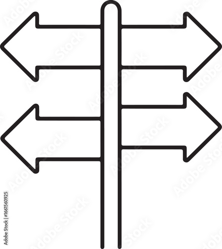 Blank signpost with arrows pointing left and right indicating choices and direction