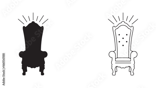 Royal throne icon outline and filled with transparent background