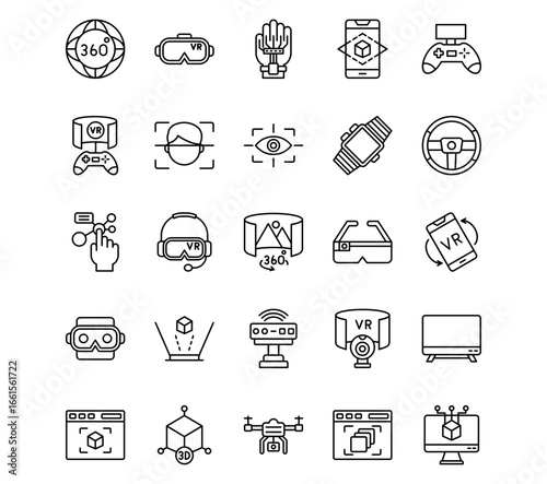 Virtual Reality Line Vector Icons