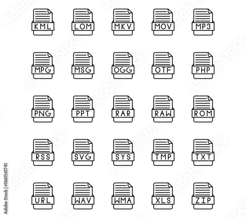 File Formats Line Vector Icons