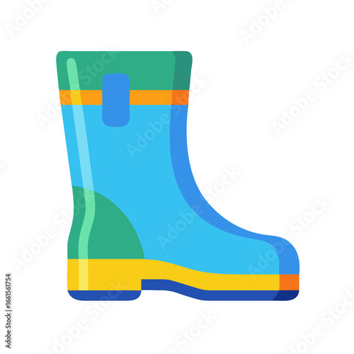 Colorful rubber boot in flat design style with vibrant colors  