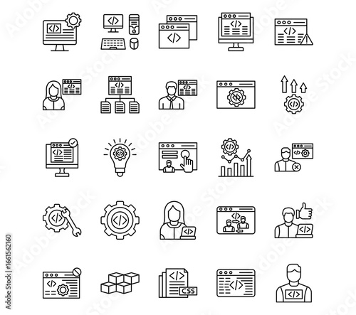 No Code Line Vector Icons