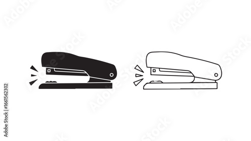 Stapler outline and filled icon for office supplies