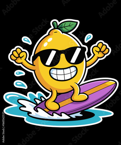 Retro Vintage Funny Surfing Lemon Illustration Lemonade Surf Lover