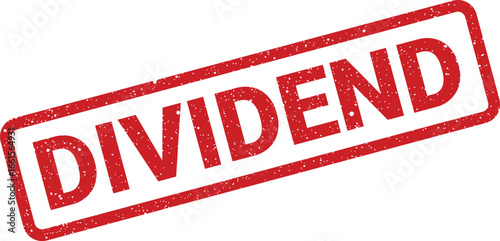 Dividend rectangular rubber stamp with grunge texture, finance and business concept illustration