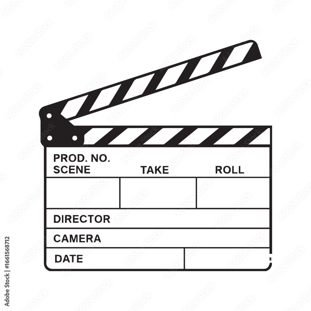 Obraz premium Movie Clapperboard Icon, Film Production Slate Vector Illustration 