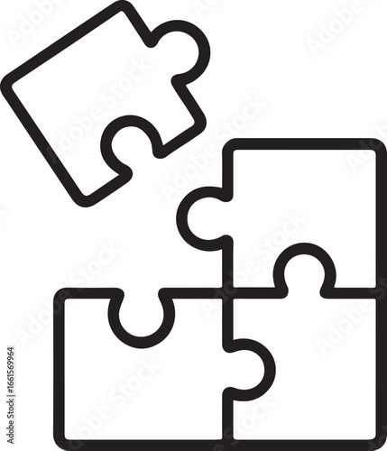 Four puzzle pieces fitting together jigsaw connection