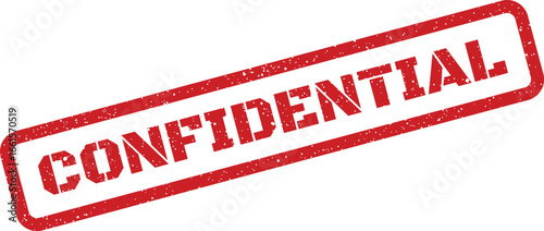 Grunge confidential rubber stamp with distressed textured style, great for legal documents needing restricted access