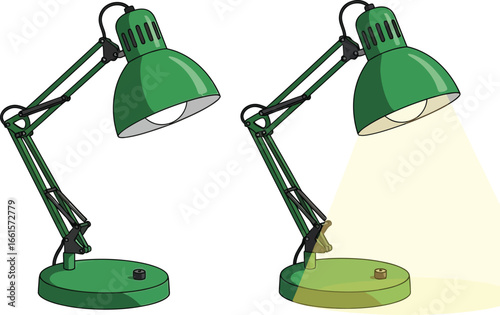 green desk lamp isolated