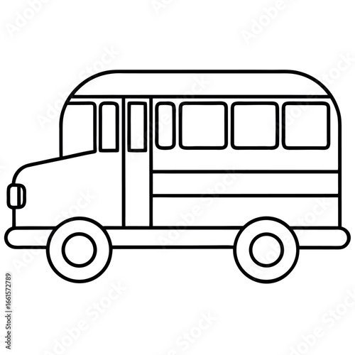 Yellow School Bus Outline Drawing for Coloring