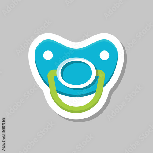 Baby pacifier sticker icon in flat style. Nipple for newborn child vector illustration on isolated background. Soother sign business concept.