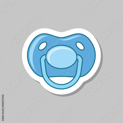 Baby pacifier sticker icon in flat style. Nipple for newborn child vector illustration on isolated background. Soother sign business concept.