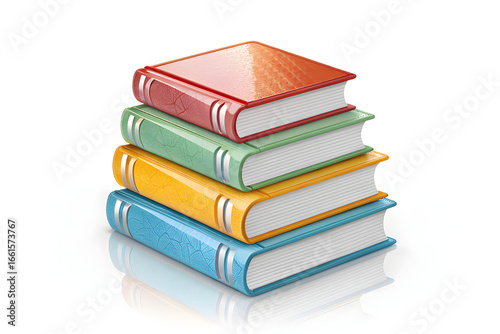 3D Glossy Stack of Books Icon, Colorful Education and Learning Symbol