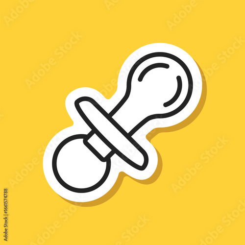 Baby pacifier sticker icon in flat style. Nipple for newborn child vector illustration on isolated background. Soother sign business concept.