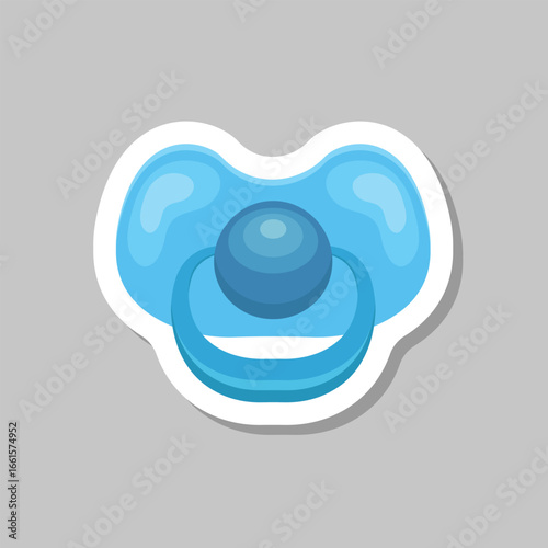 Baby pacifier sticker icon in flat style. Nipple for newborn child vector illustration on isolated background. Soother sign business concept.