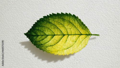 Detailed close-up of a single leaf, light green and yellow