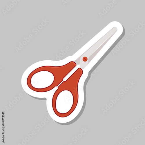 Scissor sticker icon in flat style. Cutting hair equipment vector illustration on isolated background. Hairdressing sign business concept.
