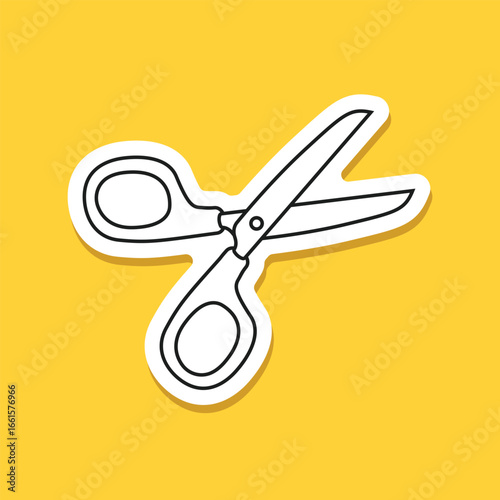 Scissor sticker icon in flat style. Cutting hair equipment vector illustration on isolated background. Hairdressing sign business concept.