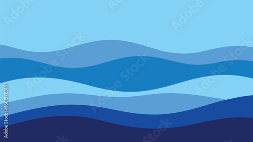 Abstract blue ocean waves vector illustration scalable flat design background