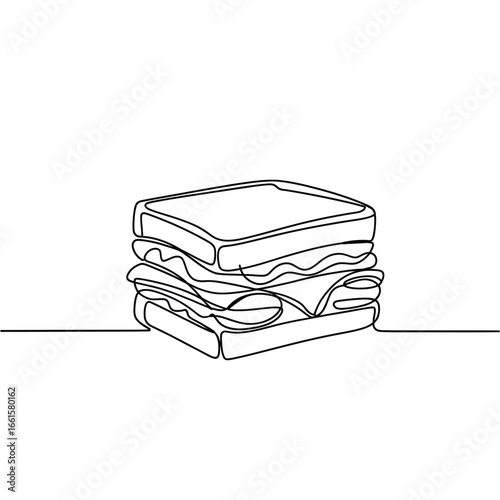 Simple line drawing of a stacked sandwich on a white background