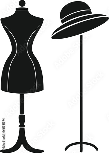 Stylized fashion mannequin dress form and stand
