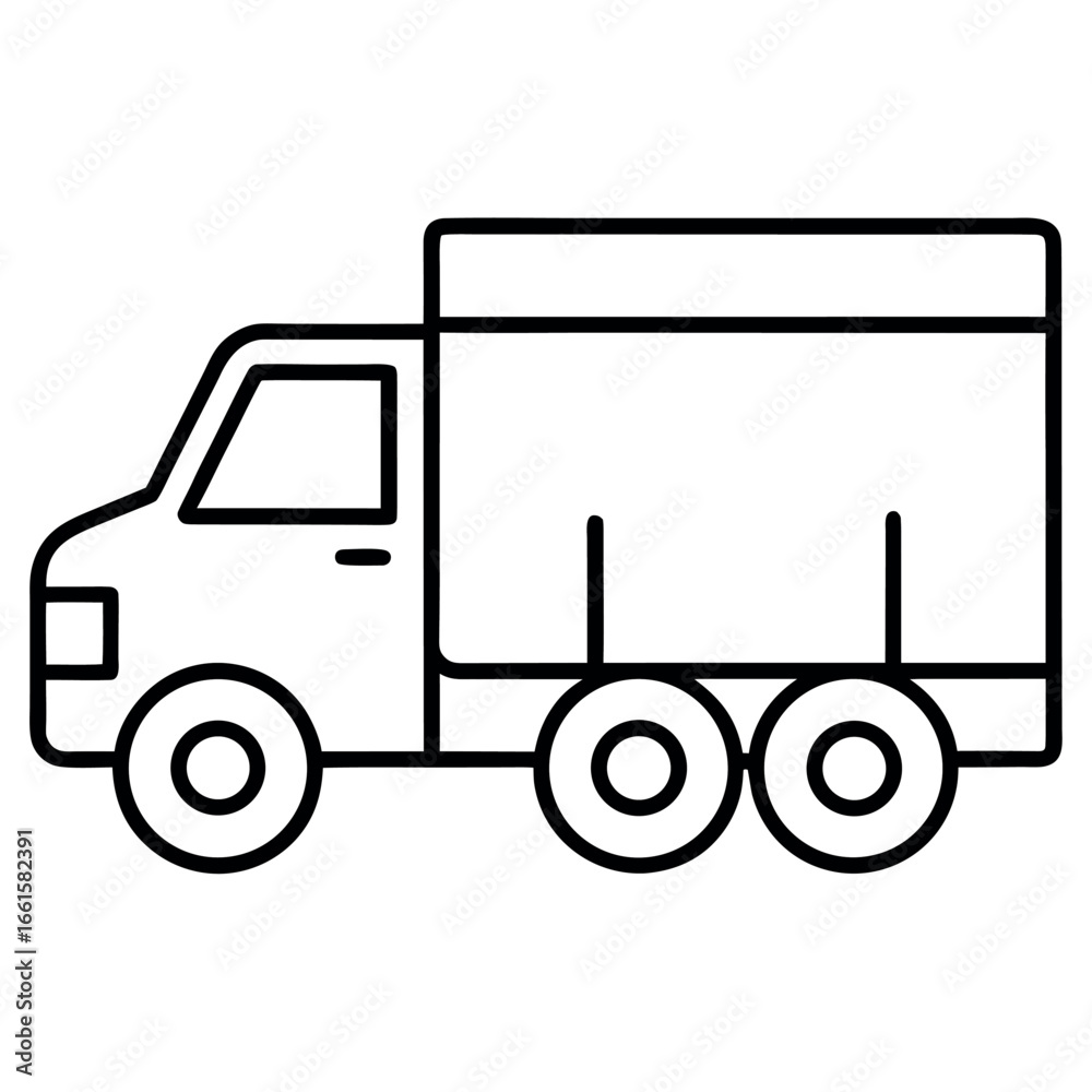 Fototapeta premium Supply Chain Truck Line Art Coloring Page