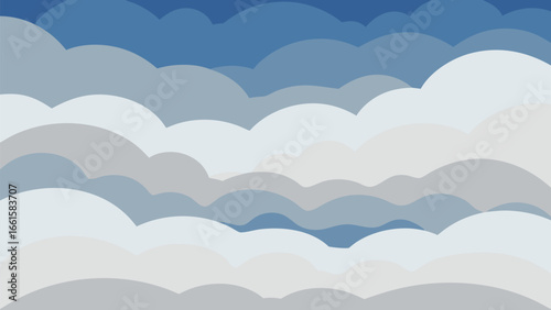 Layered cloudscape soft overlapping clouds vector illustration sky atmosphere