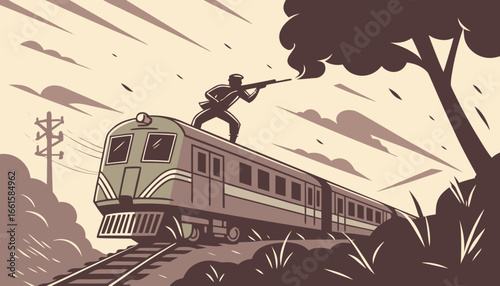 Epic South Indian action scene, hero fighting on top of a moving train, smoke and sparks everywhere, dramatic lighting, cinematic poster style, ultra realistic, 8k detail,        