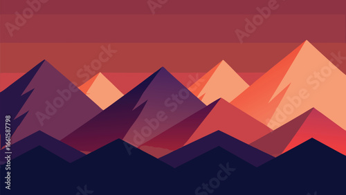 Minimalist geometric mountain range vector illustration scalable eps graphic