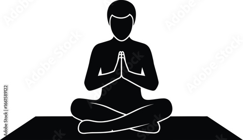 Serene man meditating in lotus position for wellness and mindfulness