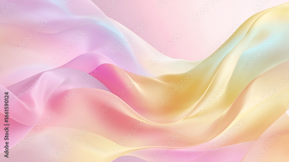 Abstract flowing cloth in pastel shades, airy & light with soft gradients