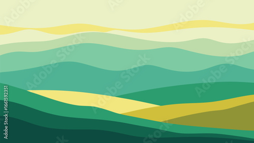 Serene layered hills vector illustration peaceful landscape smooth gradient nature artwork scalable eps