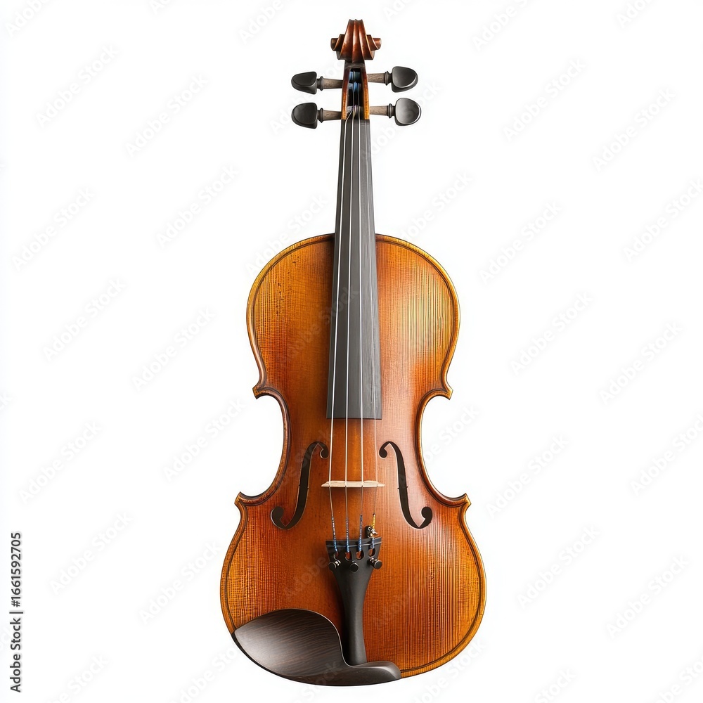 Fototapeta premium Wooden violin, light brown, standing upright