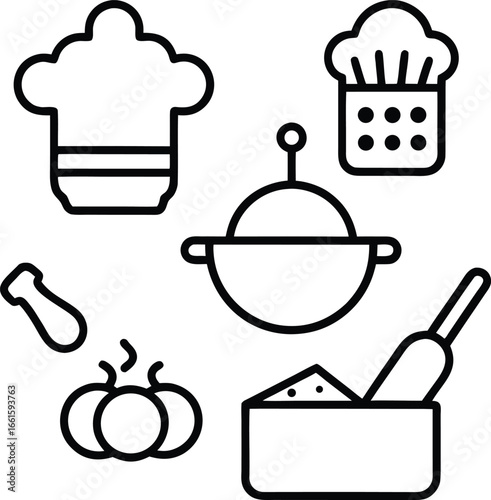 Culinary Icons Chef Hat, Wok, and More Kitchen Essentials
