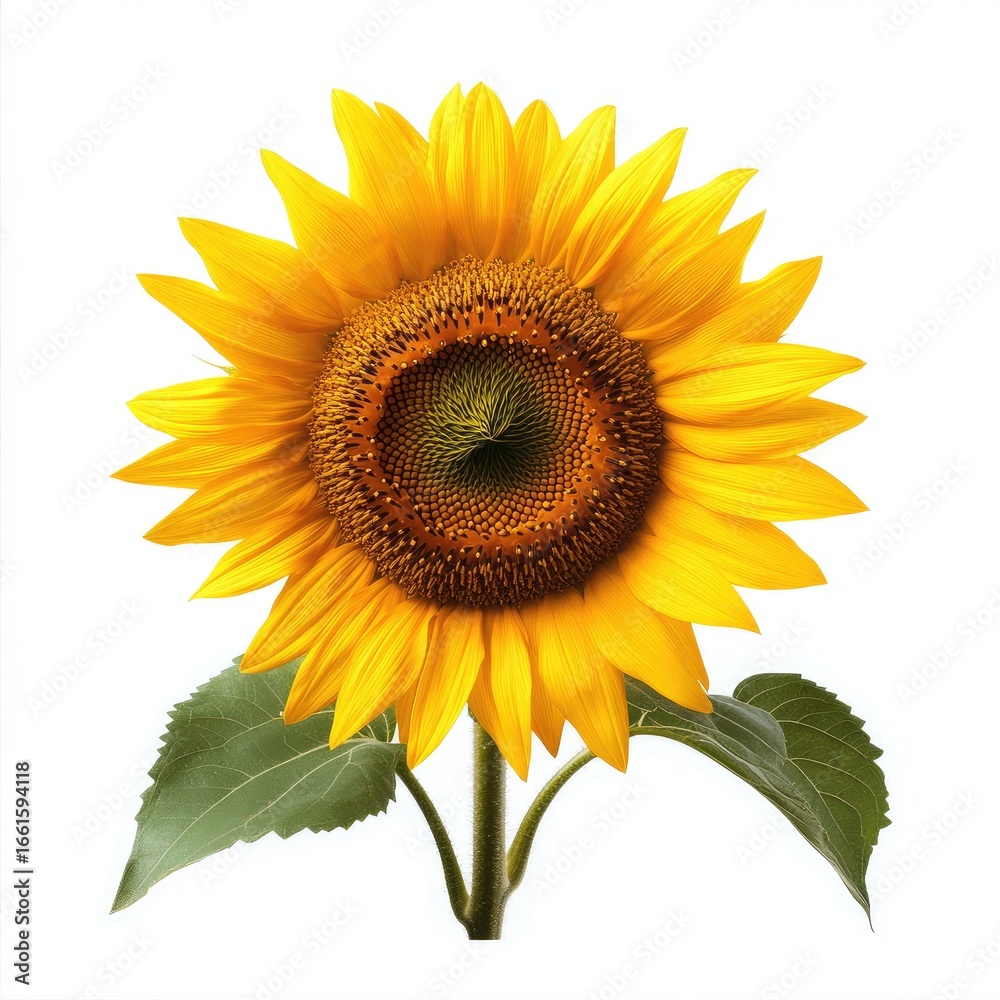 Fototapeta premium Single sunflower against white background