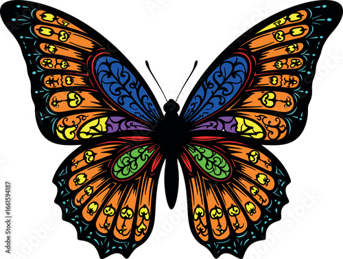 Colorful Butterfly An Exquisite Illustration of Natural Beauty with Intricate Details