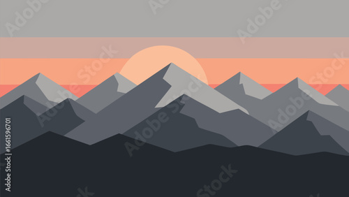 Serene mountain range landscape vector illustration for graphic design projects