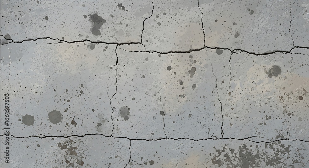 Obraz premium Cracked Concrete Texture with Gray Splatters and Fissures, Abstract Grunge Background