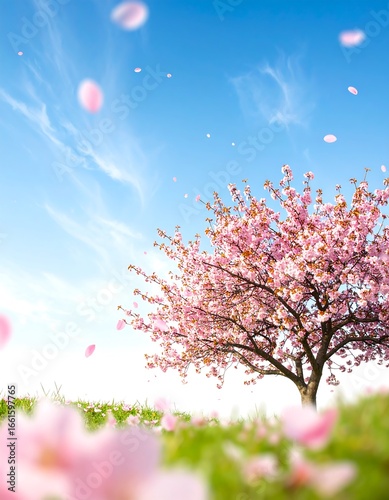 Spring blossoms against a vibrant blue sky