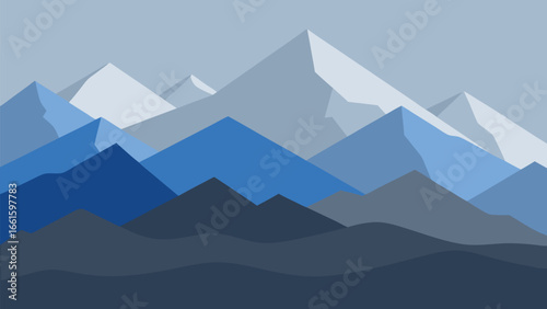Serene abstract mountain range landscape illustration vector art peaceful nature scene scalable eps