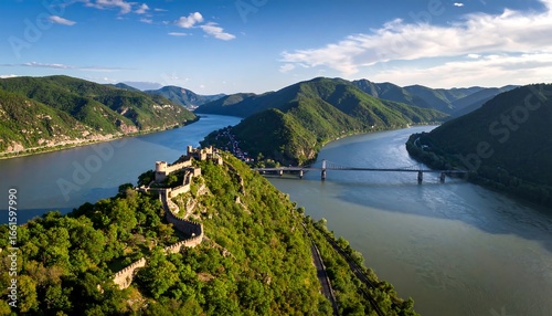 Wallpaper Mural River valley with ancient fortress Torontodigital.ca