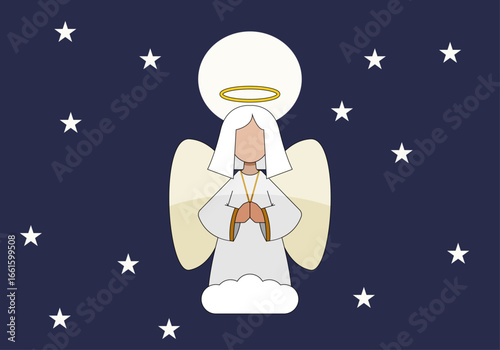 Ángel celestial en cielo estrellado
