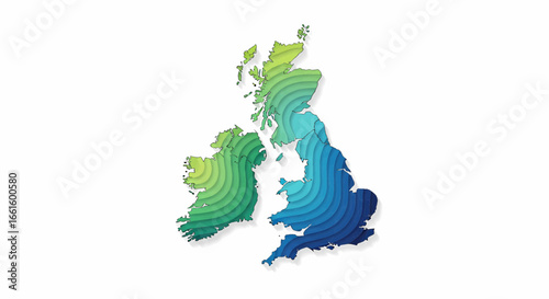 Vibrant Gradient Map of the British Isles A Colorful Illustration