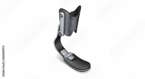 Advanced Orthopedic Support Device for Lower Limb Rehabilitation, Featuring a Sleek, Modern Design for Enhanced Mobility and Comfort on a White Background. Adaptive athlete gear. 