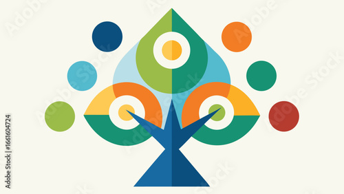 Stylized colorful tree of life vector illustration symbolizing growth and connection