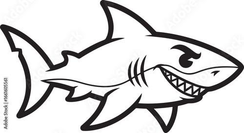 Black and White Shark Vector Illustration